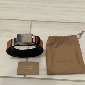 Burberry Men's Signature Check Belt w/ Plaque
